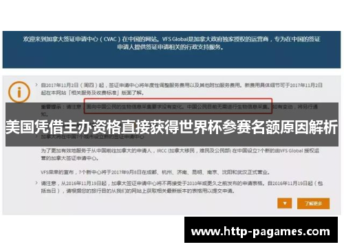 美国凭借主办资格直接获得世界杯参赛名额原因解析
